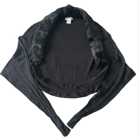 STEPHANIE BEARE Women's Silk Blend Faux-Fur-Collar Cardigan - Picture 1 of 4